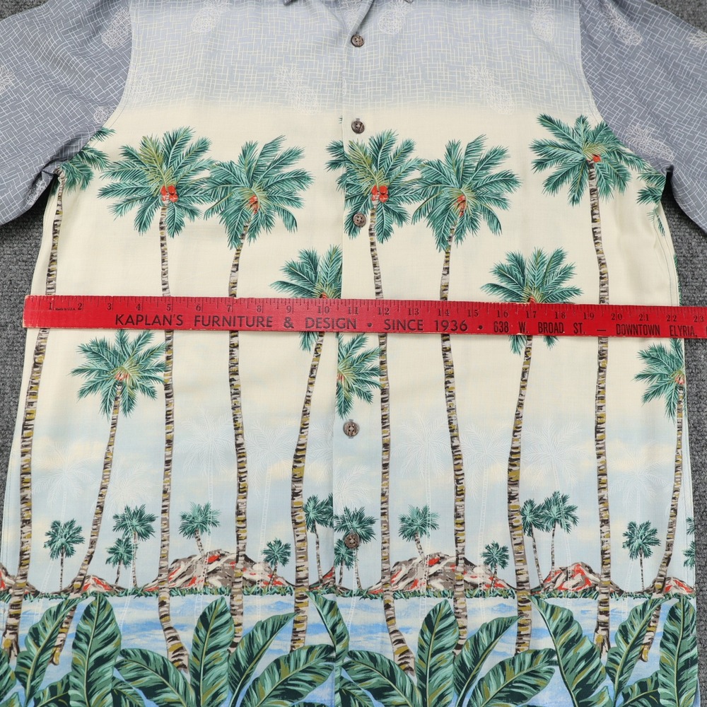 Batik Bay Mens Medium Blue Cream Rayon Palm Tree Pineapple Hawaiian Aloha Shirt - Picture 5 of 5